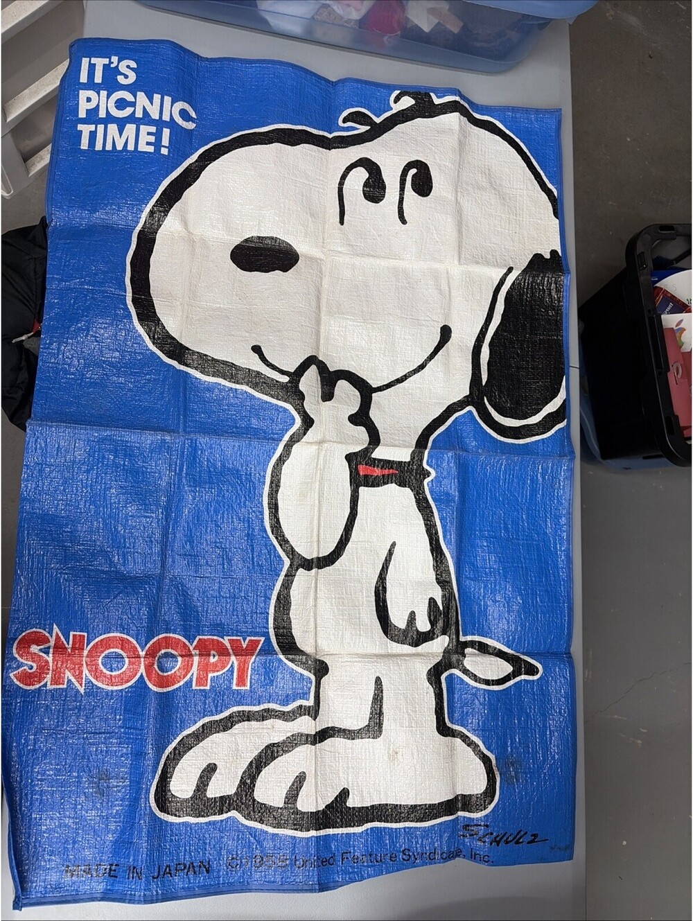 vintage Japanese Peanuts Snoopy plastic picnic mat 1958 RARE